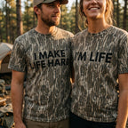 Funny "I Make Life Hard & I'm Life" Couples Matching Camo T-Shirts - Adult Humor Graphic Tees