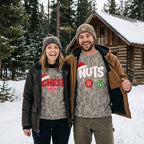 Funny Chestnuts Couples Matching Christmas Camo T-Shirts - Naughty Holiday Tees