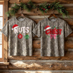 Funny Chestnuts Couples Matching Christmas Camo T-Shirts - Naughty Holiday Tees