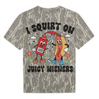 "I Squirt On Juicy Wieners" Funny Hotdog Retro Camo T-Shirt