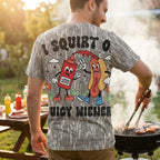 "I Squirt On Juicy Wieners" Funny Hotdog Retro Camo T-Shirt