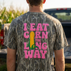 "I Eat Corn The Long Way" Funny Camo Graphic T-Shirt