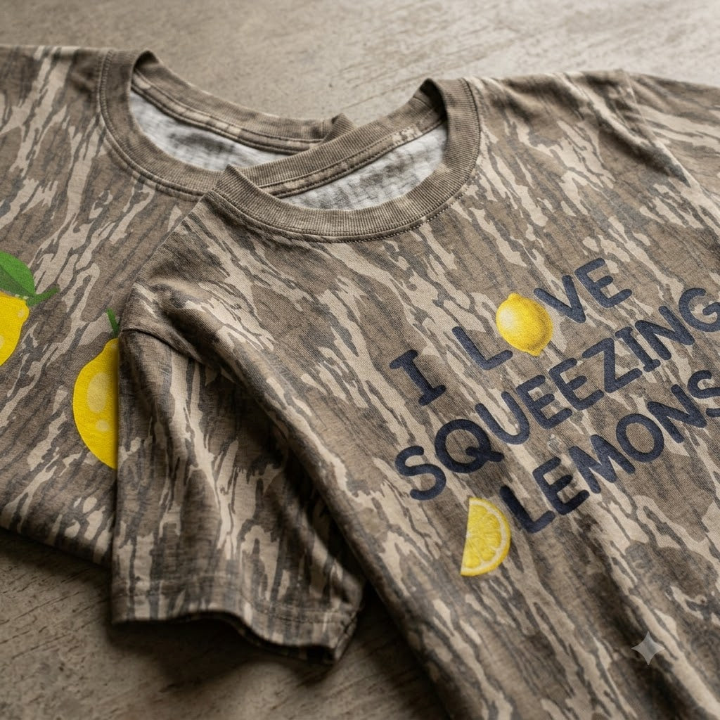 Funny "I Love Squeezing Lemons" Couples Matching Camo T-Shirts - Naughty Humor Tees