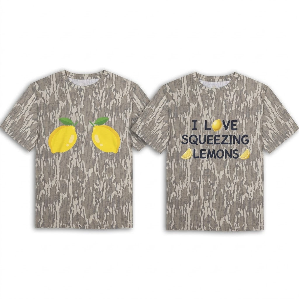 Funny "I Love Squeezing Lemons" Couples Matching Camo T-Shirts - Naughty Humor Tees