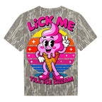 "Lick Me Till Ice Cream" Retro Pink NSFW Camo T-Shirt