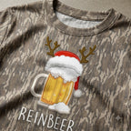 Reinbeer and Winedeer Funny Couples Christmas Camo T-Shirts - Holiday Drinking Matching Tees