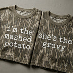 Cute "I'm The Mashed Potato / She's The Gravy" Couples Thanksgiving Camo T-Shirts