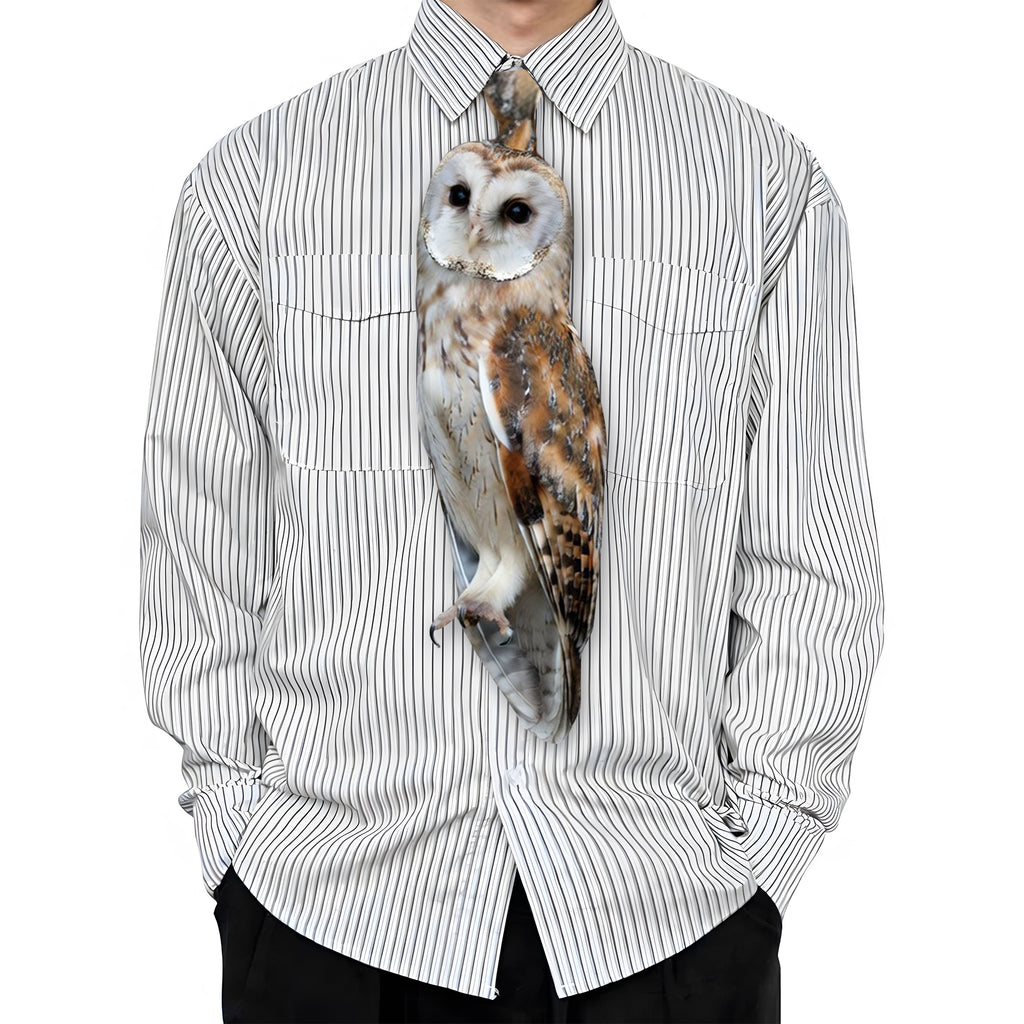 Dripvity Cute Owl Tie, Pet Bird Necktie, Wise Little Owl Style, Unique Nature Gift