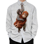 Dripvity Monkey Punch Necktie, Funny Monkey Holding Plushie Tie Gift