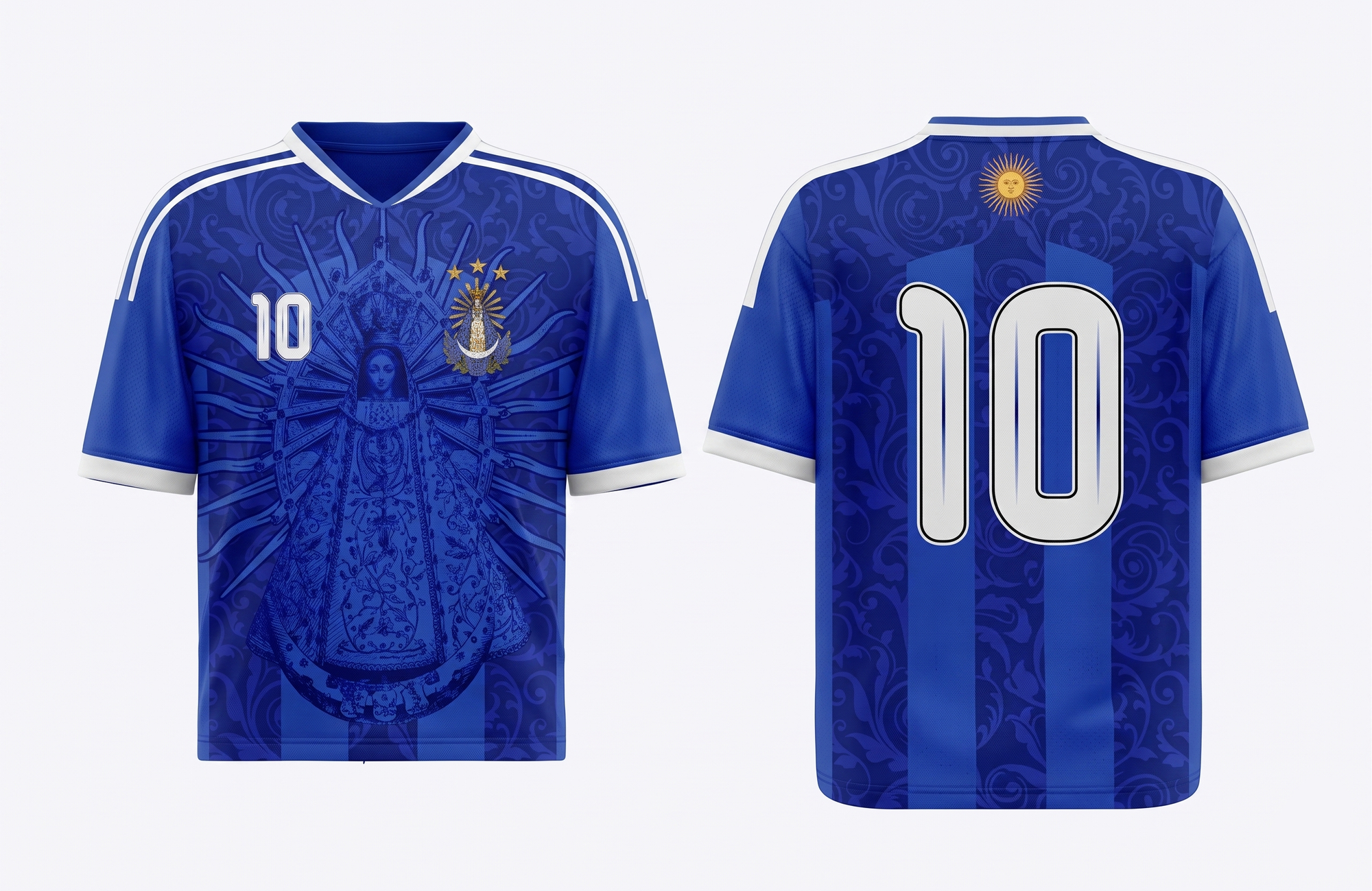 Dripvity Argentina 1986 World Cup Champion Jersey - Blue Virgen de Luján Heritage Shirt
