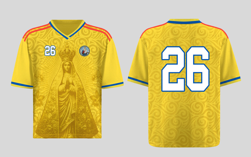 Dripvity Colombia 2026 Heritage Home Jersey - Our Lady of Chiquinquirá Yellow Soccer Shirt
