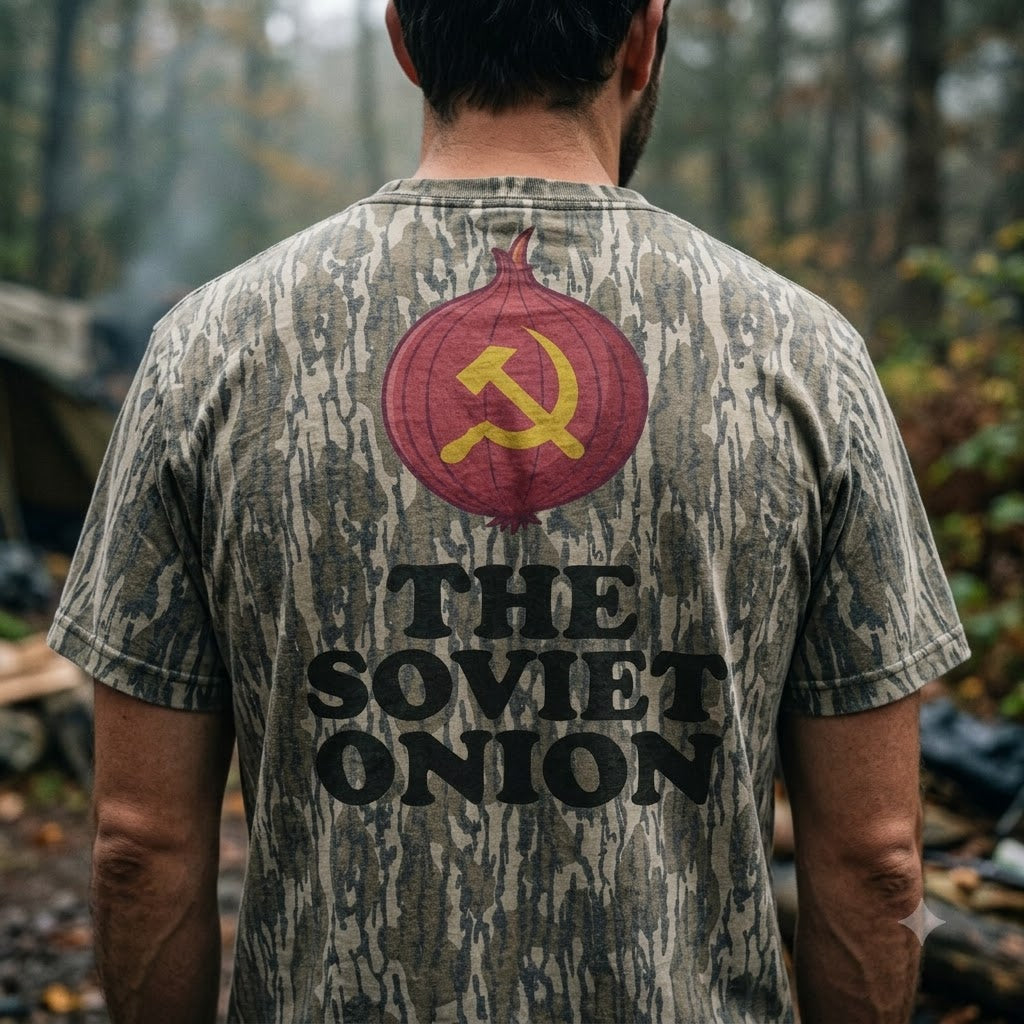 The Soviet Onion Funny Communist Red Onion Camouflage Graphic T-Shirt
