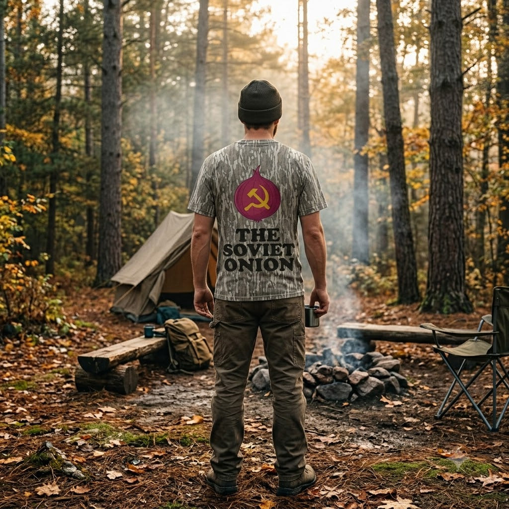 The Soviet Onion Funny Communist Red Onion Camouflage Graphic T-Shirt