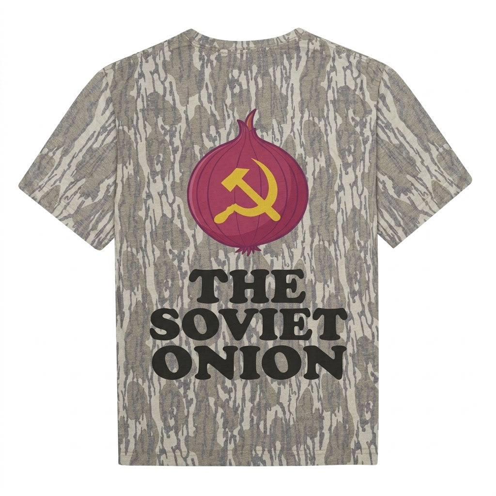 The Soviet Onion Funny Communist Red Onion Camouflage Graphic T-Shirt