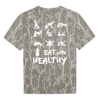 "Eat Healthy" Multiple Stick Figures NSFW Camo Graphic T-Shirt