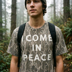 Matching "I Come In Peace" Camouflage Couple T-Shirts - Funny Alien Graphic Tees