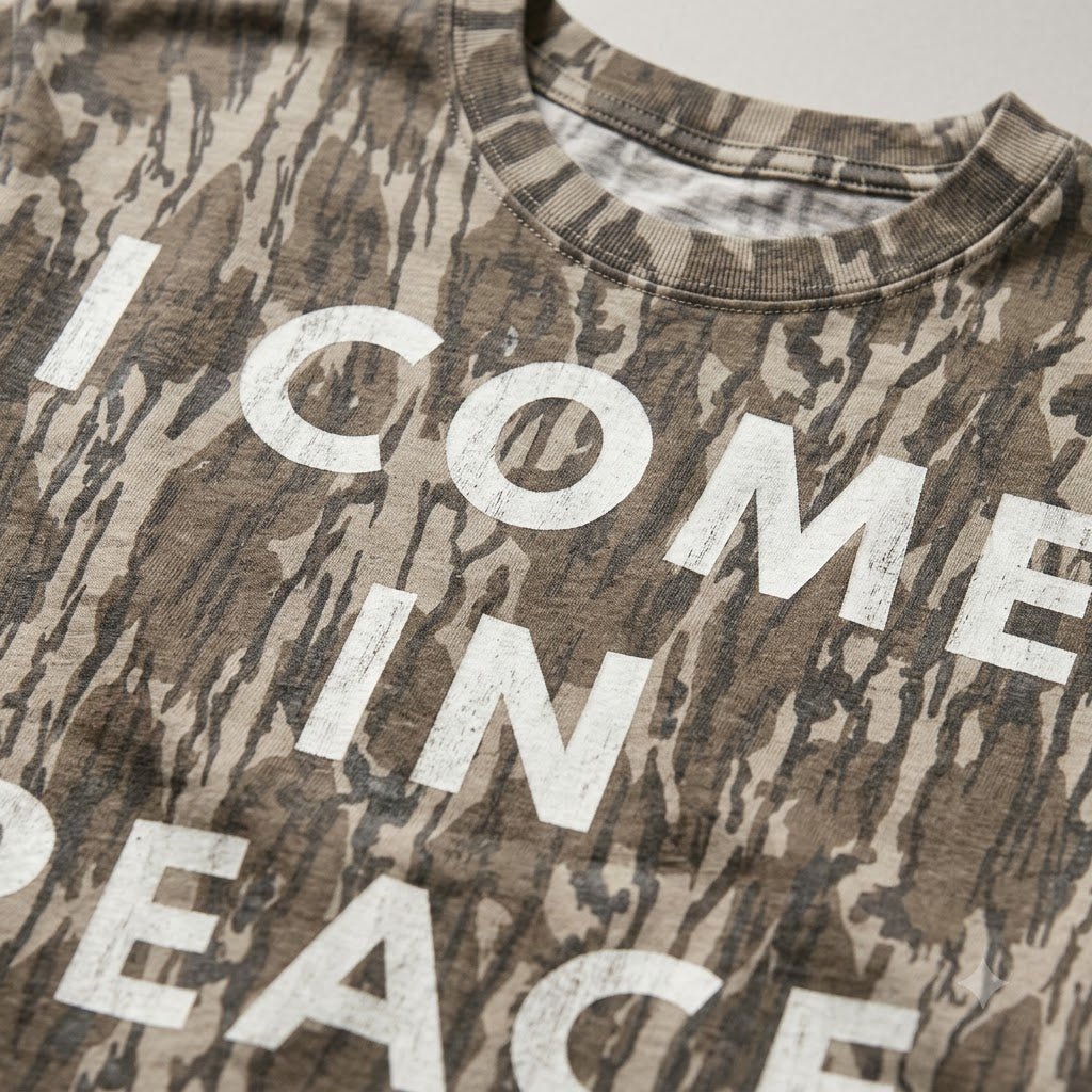Matching "I Come In Peace" Camouflage Couple T-Shirts - Funny Alien Graphic Tees