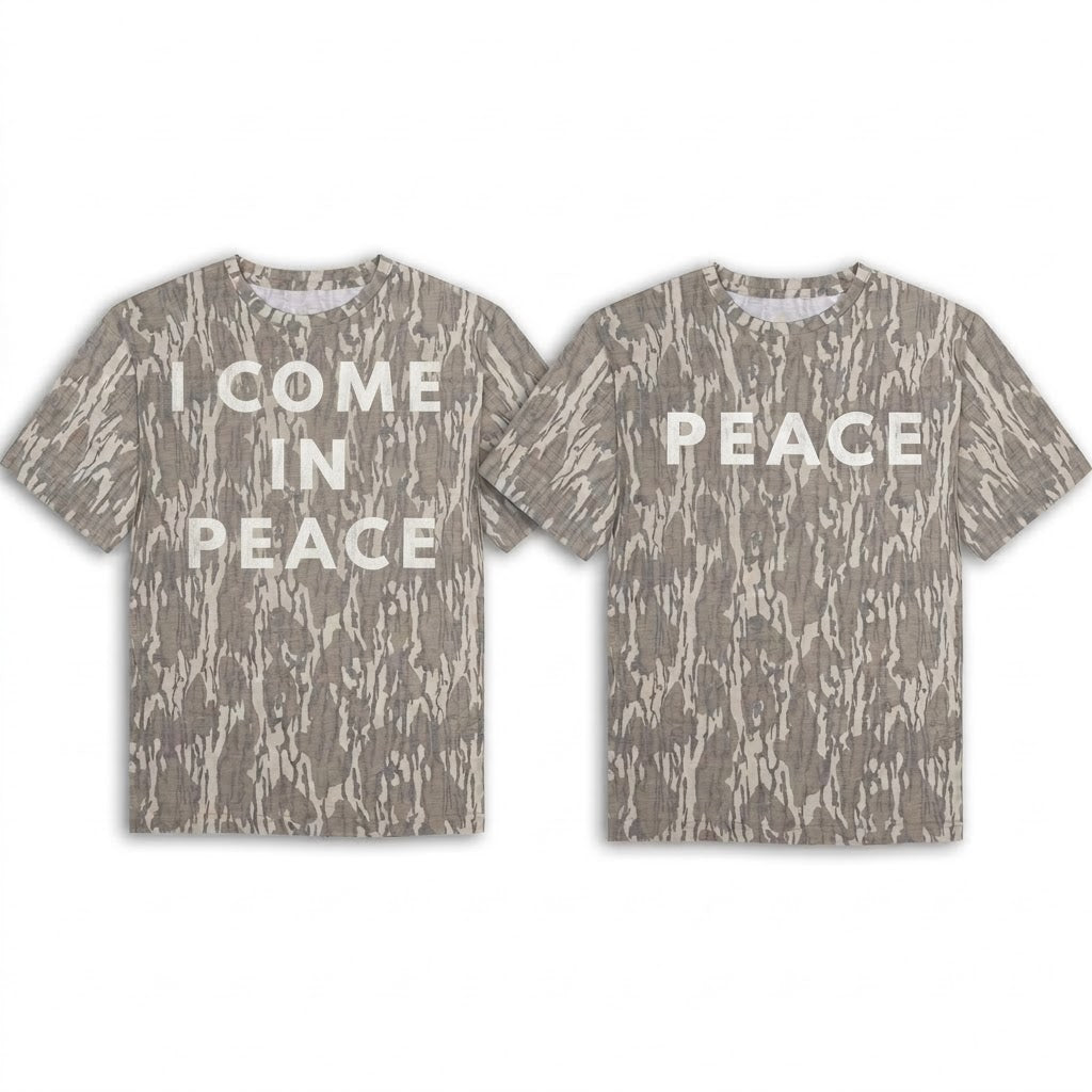 Matching "I Come In Peace" Camouflage Couple T-Shirts - Funny Alien Graphic Tees