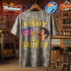 "If It's Fishy I Will Sniffy" Funny Retro Humor Camo T-Shirt