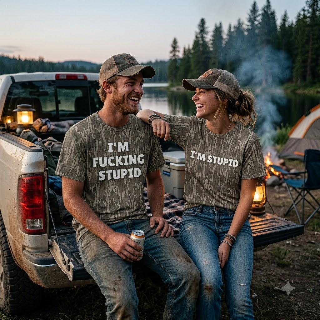 Funny "I'm Fucking Stupid" Meme Camouflage Statement T-Shirt - Graphic Tee