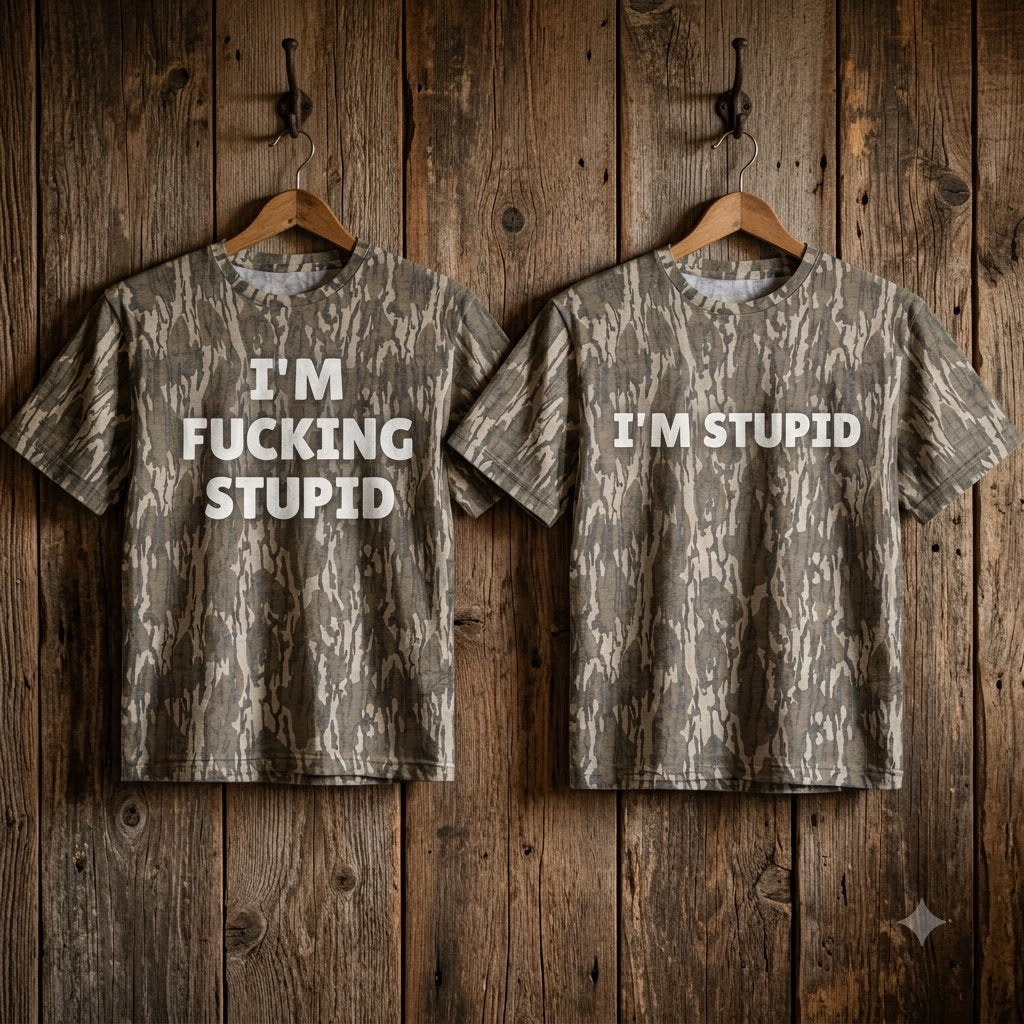 Funny "I'm Fucking Stupid" Meme Camouflage Statement T-Shirt - Graphic Tee