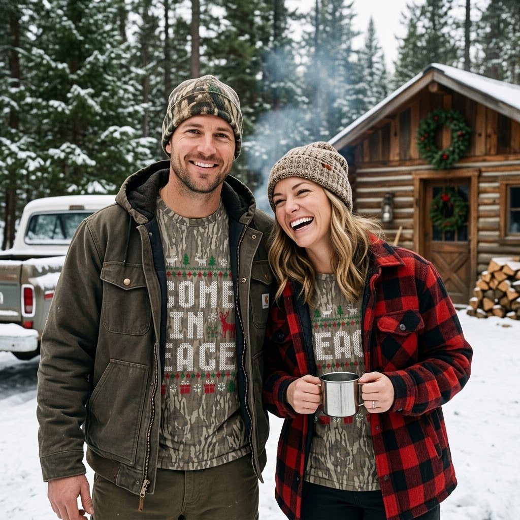 Ugly Christmas Sweater Style "I Come In Peace" Camouflage Holiday T-Shirt