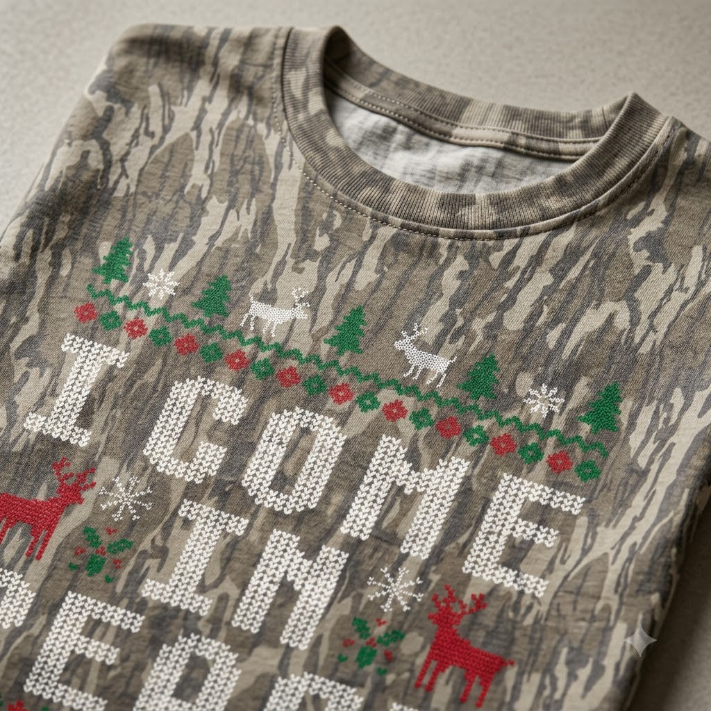 Ugly Christmas Sweater Style "I Come In Peace" Camouflage Holiday T-Shirt