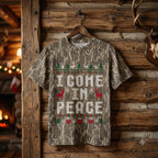 Ugly Christmas Sweater Style "I Come In Peace" Camouflage Holiday T-Shirt