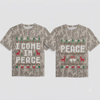 Ugly Christmas Sweater Style "I Come In Peace" Camouflage Holiday T-Shirt