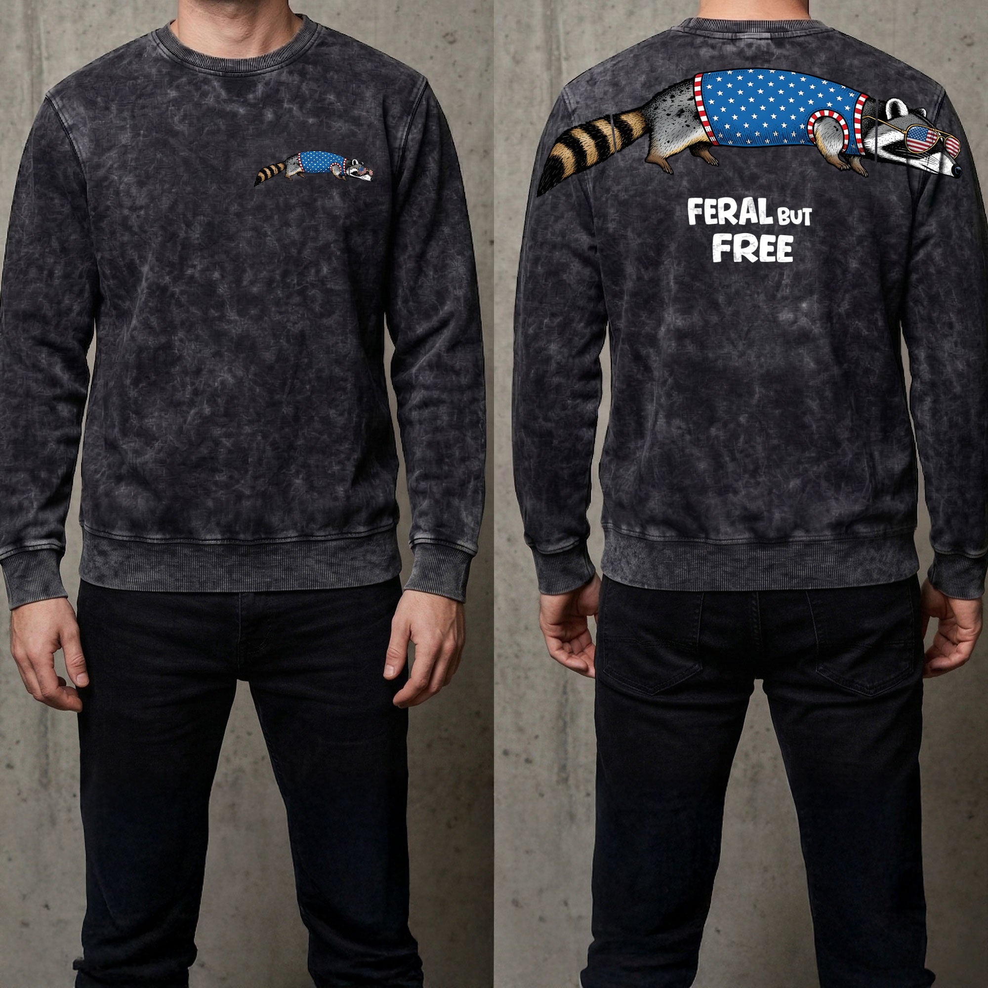 Feral But Free Racoon 4th Of July America 250 T-Shirt-Sweatshirt-Hoodie