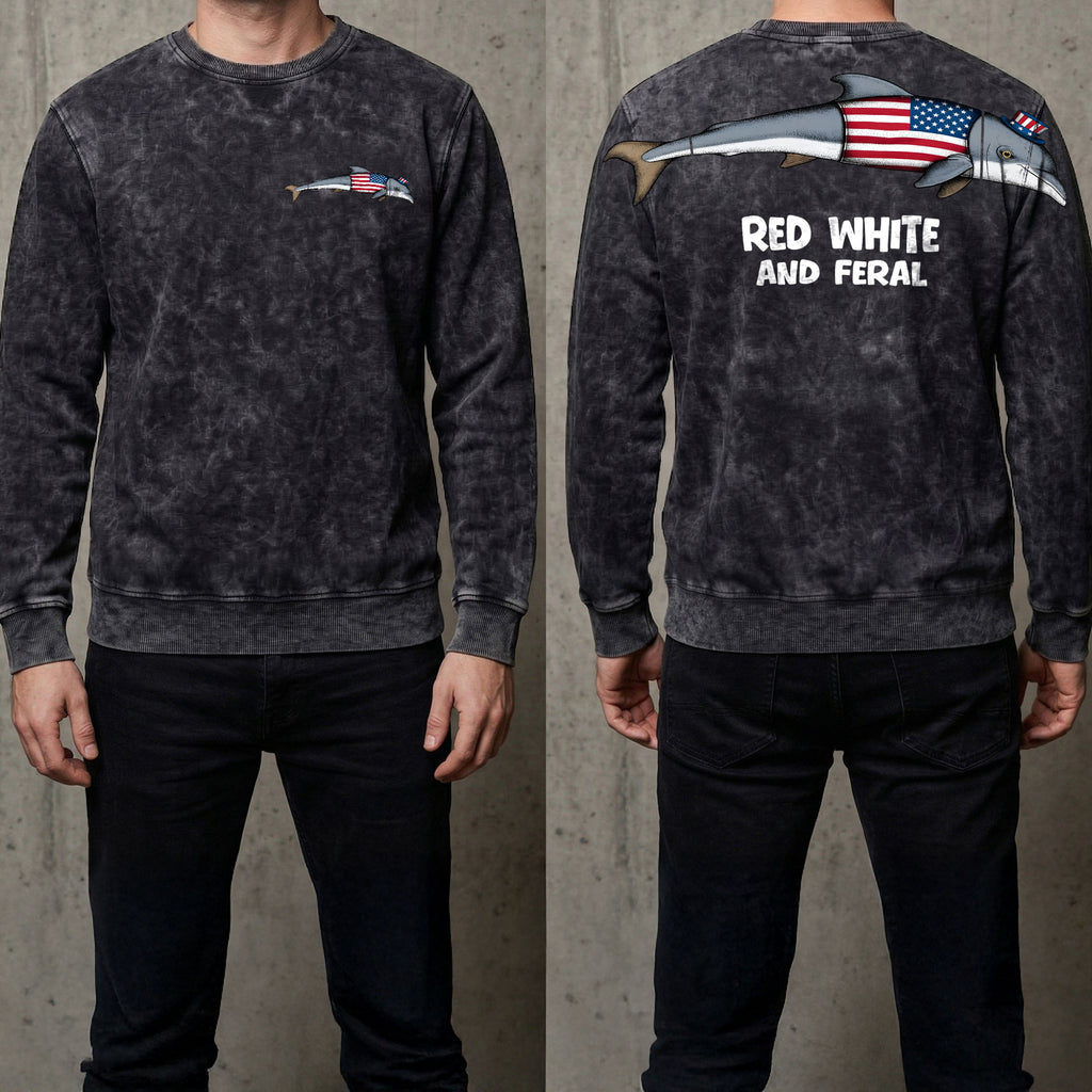 Patriotic Dolphin Red White And Feral 4th of July America 250th Apparel T-Shirt-Sweatshirt-Hoodie