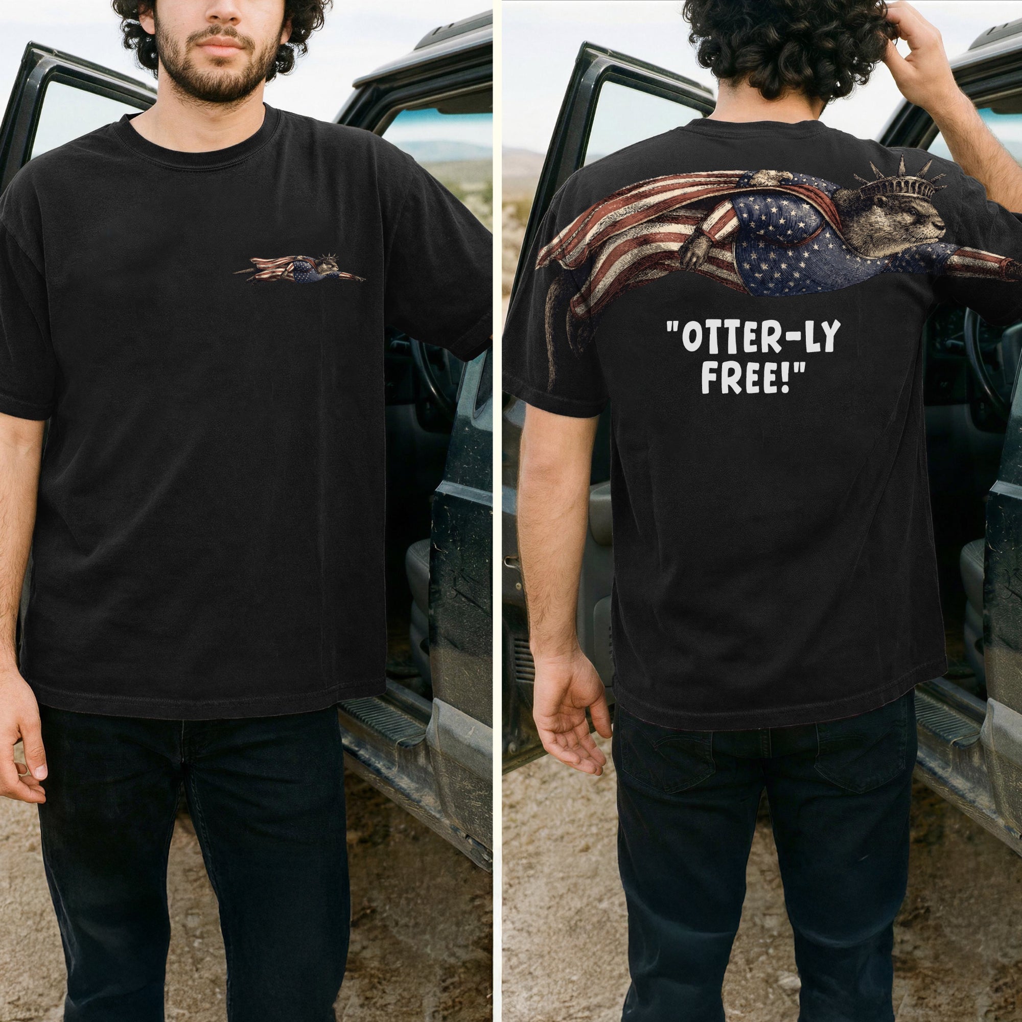 Otter-ly Free Lady Liberty Otter 4th of July America 250th Apparel T-Shirt-Sweatshirt-Hoodie