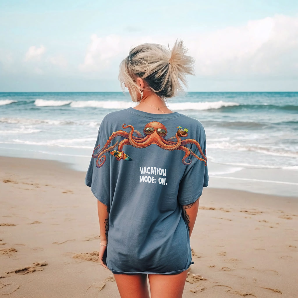 Vacation Mode On T-Shirt Funny Octopus Graphic Tee By Dripvity