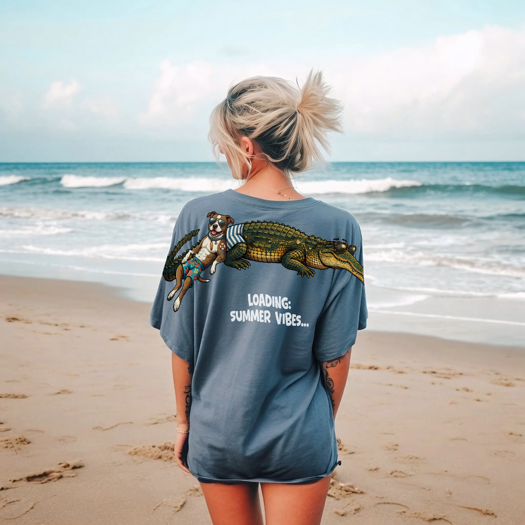 Summer Vibes T-Shirt - Funny Alligator Dog Beach Graphic Tee Dripvity