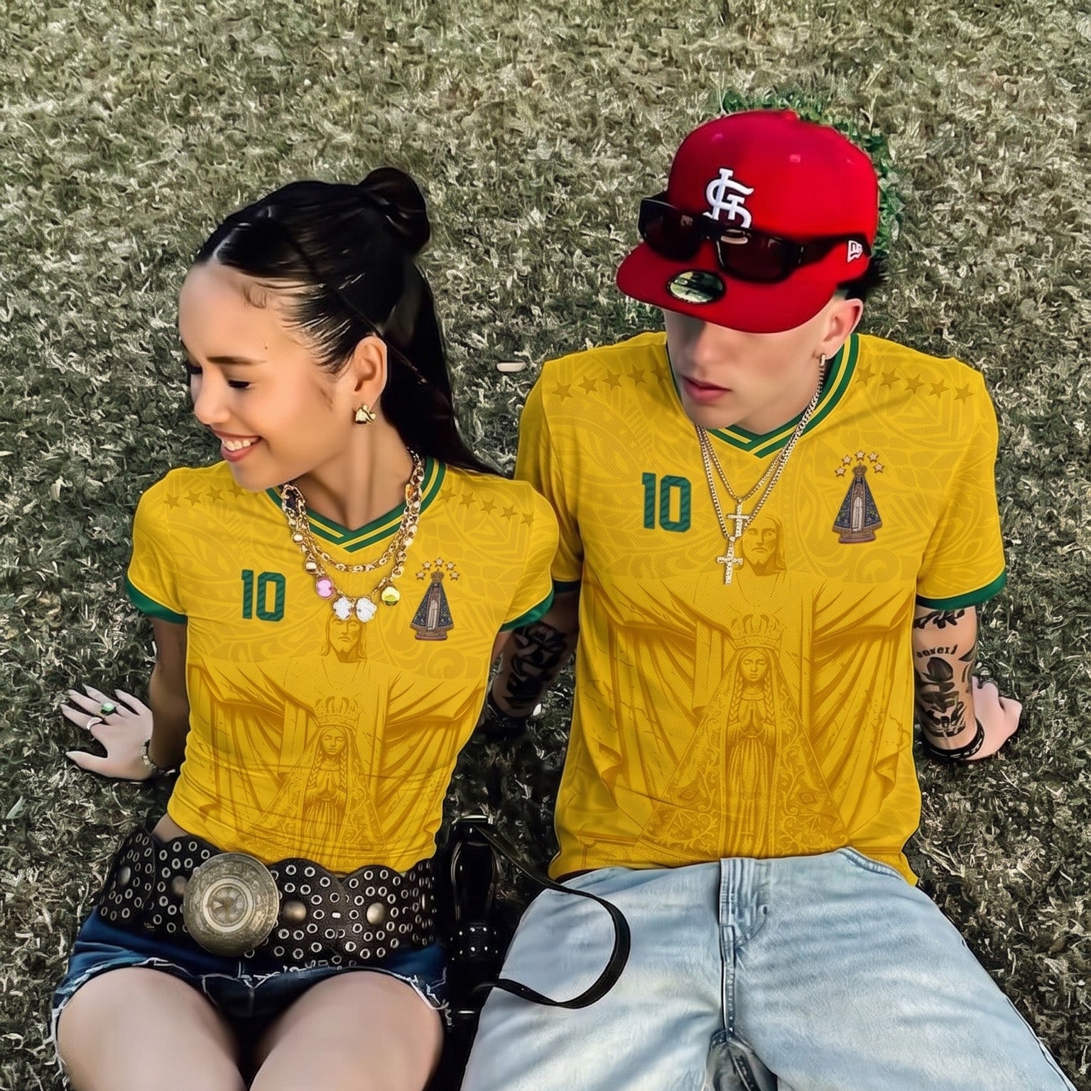 Canarinho Gold Brazil Soccer Jersey Number 10 Virgen de Aparecida