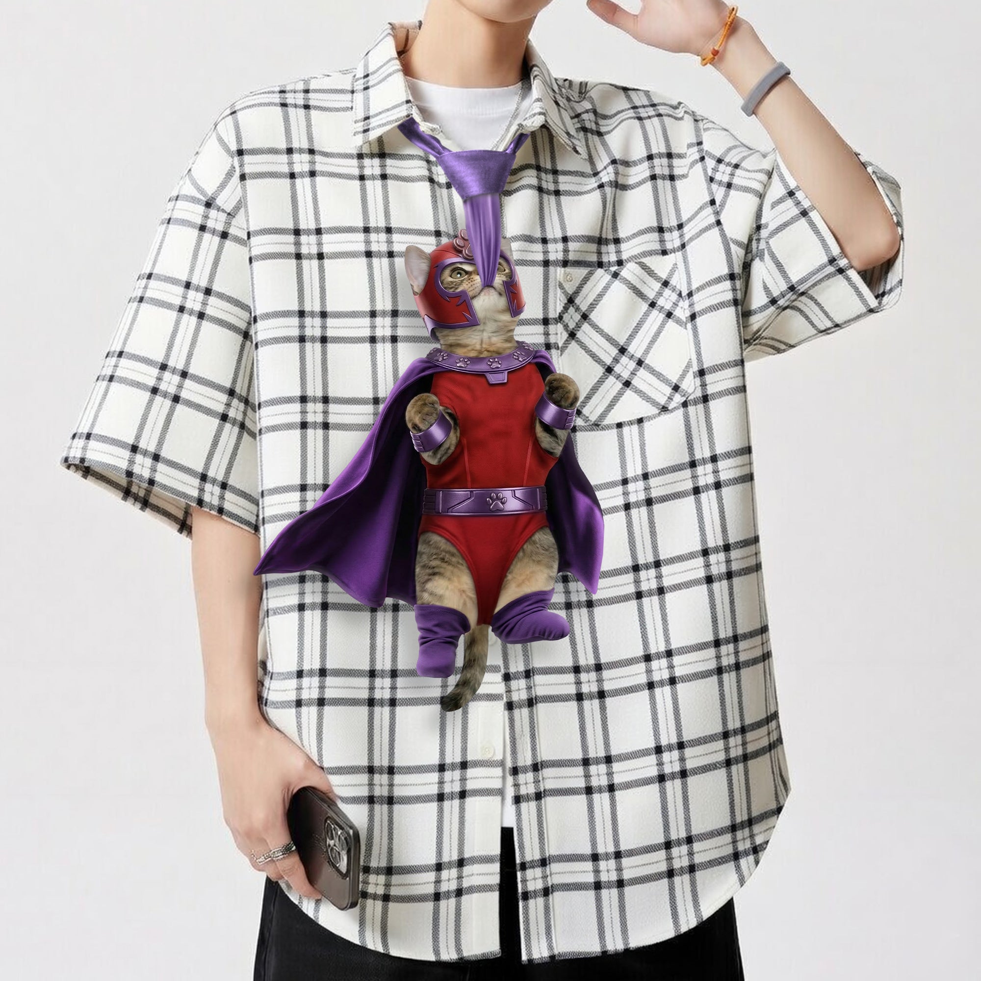 Dripvity Catneto Master of Metal Tie, Unique Super Hero Necktie Gift