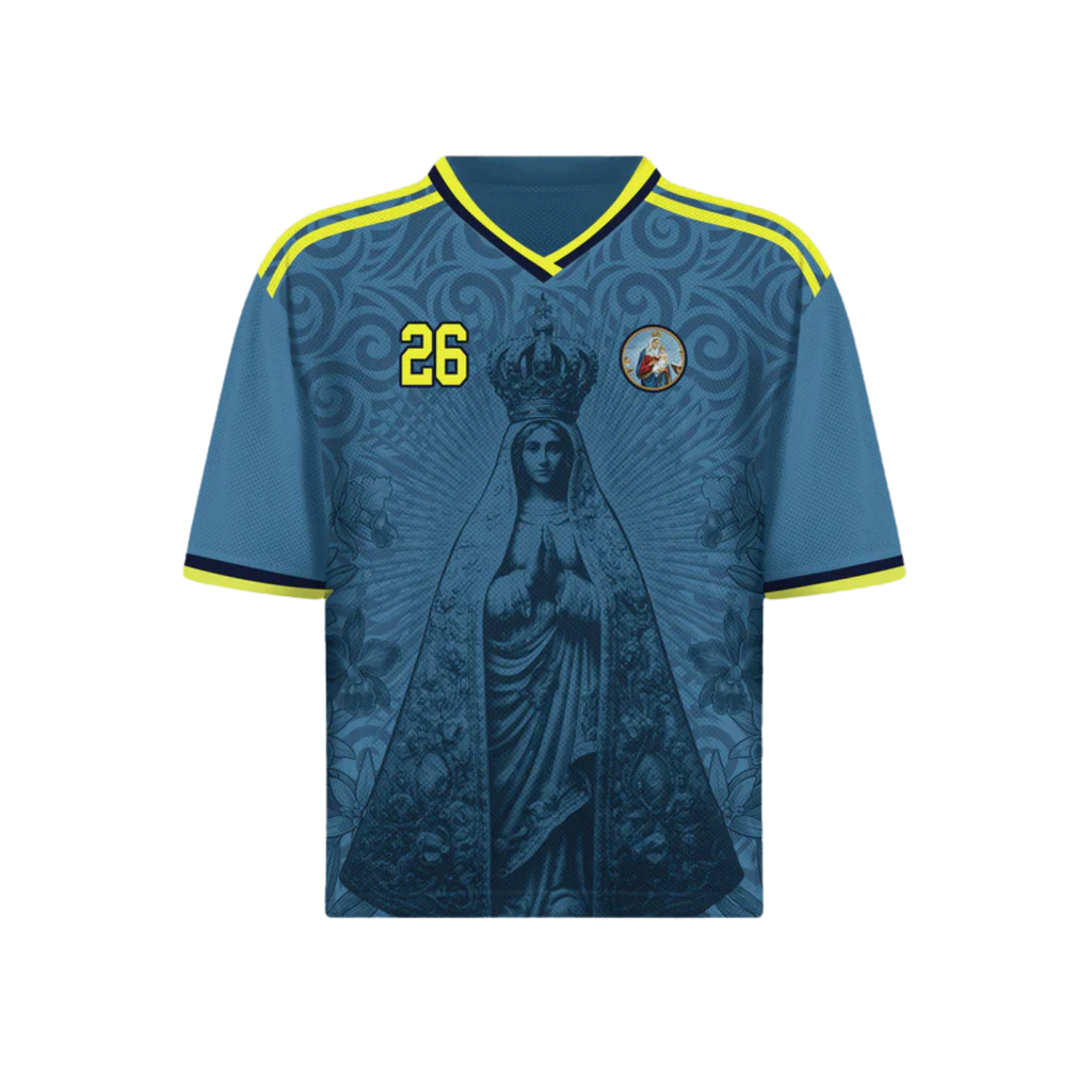 Colombian Our Lady of Chiquinquirá Amazonia Blue Graphic Jersey 26 By Dripvity