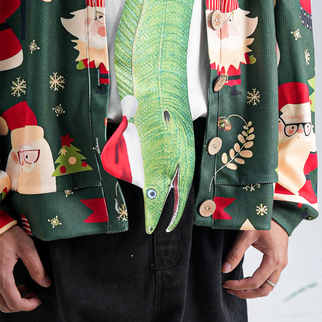Christmas Novelty Fish-Shaped Tie – Green Eel/Sea Fish Design – Funny Gift for Men – Tie Accessories