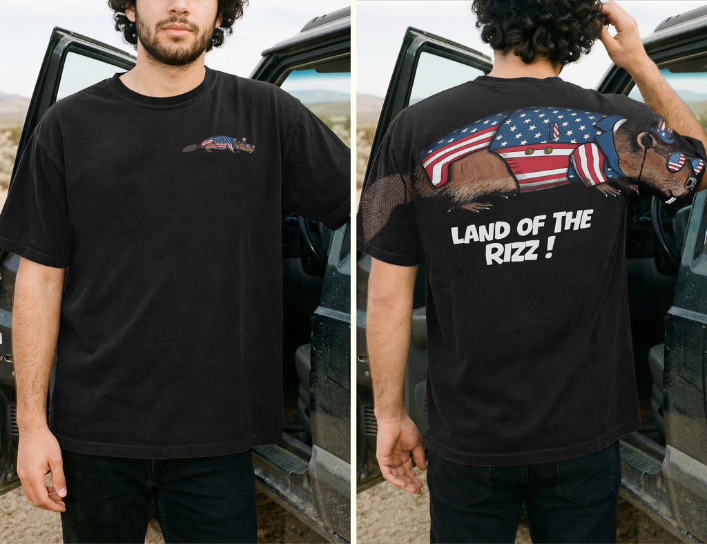 Funny USA Beaver Land Of The Rizz 4th of July America 250th Apparel T-Shirt-Sweatshirt-Hoodie
