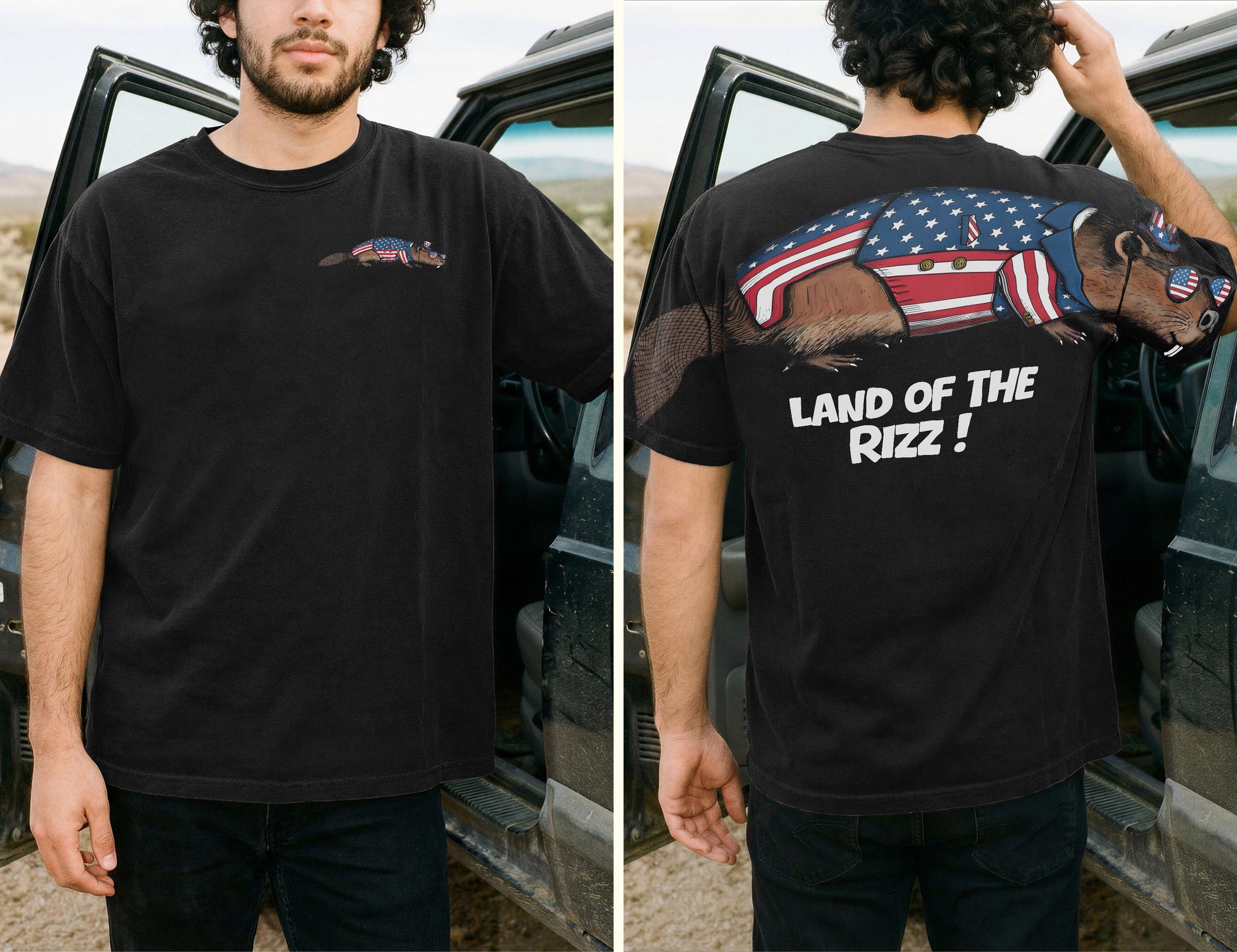 Funny USA Beaver Land Of The Rizz 4th of July America 250th Apparel T-Shirt-Sweatshirt-Hoodie