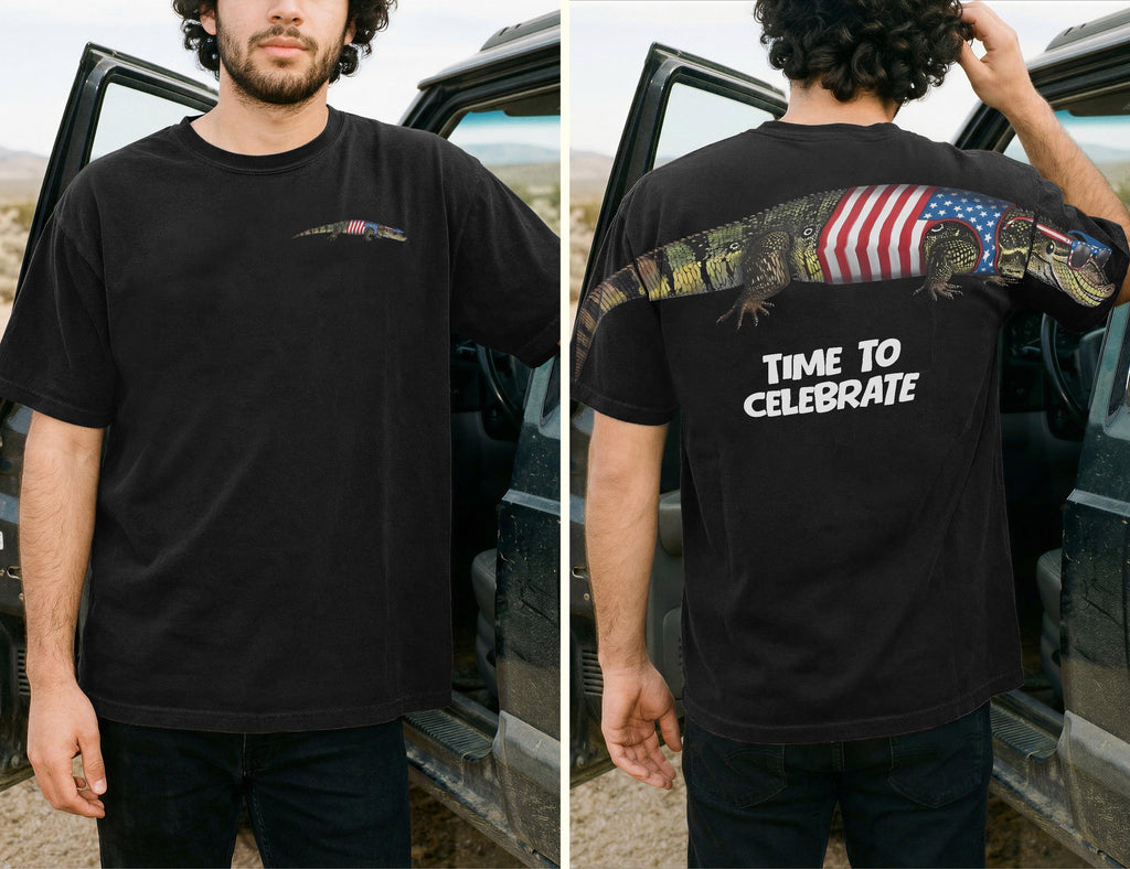 Patriotic Alligator Time To Celebrate 4th of July America 250th Apparel T-Shirt-Sweatshirt-Hoodie