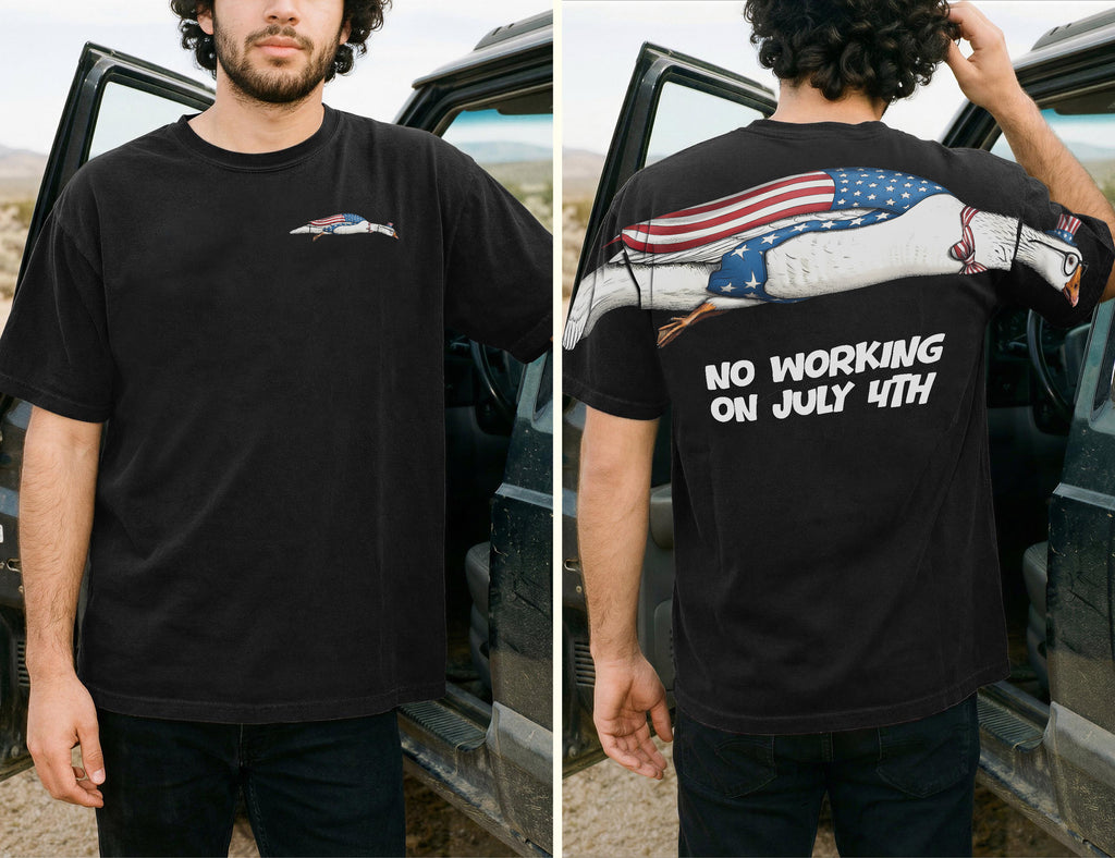 Funny American Duck Patriotic 4th of July 250th Flag Apparel T-Shirt-Sweatshirt-Hoodie