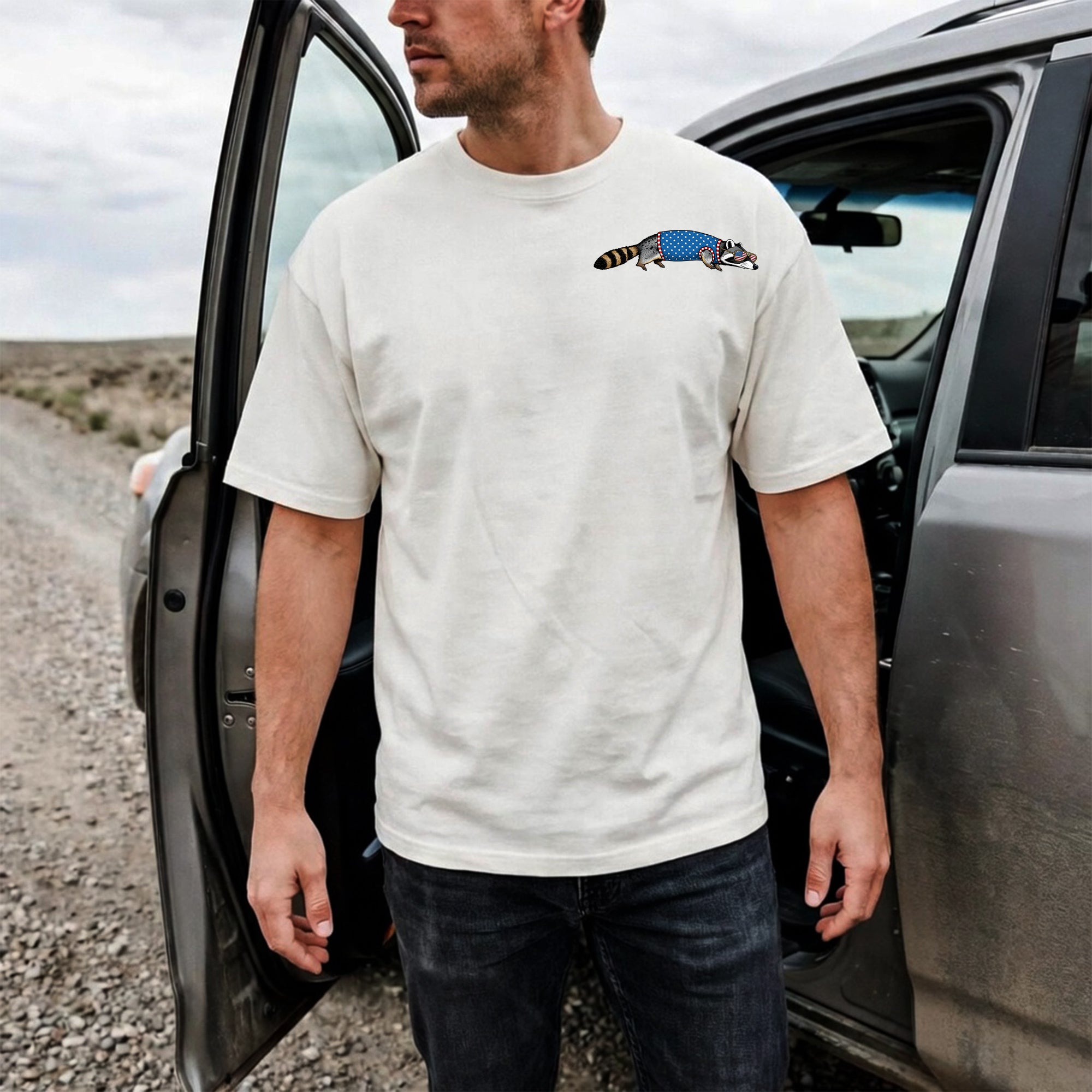 Feral But Free Racoon 4th Of July America 250 T-Shirt-Sweatshirt-Hoodie