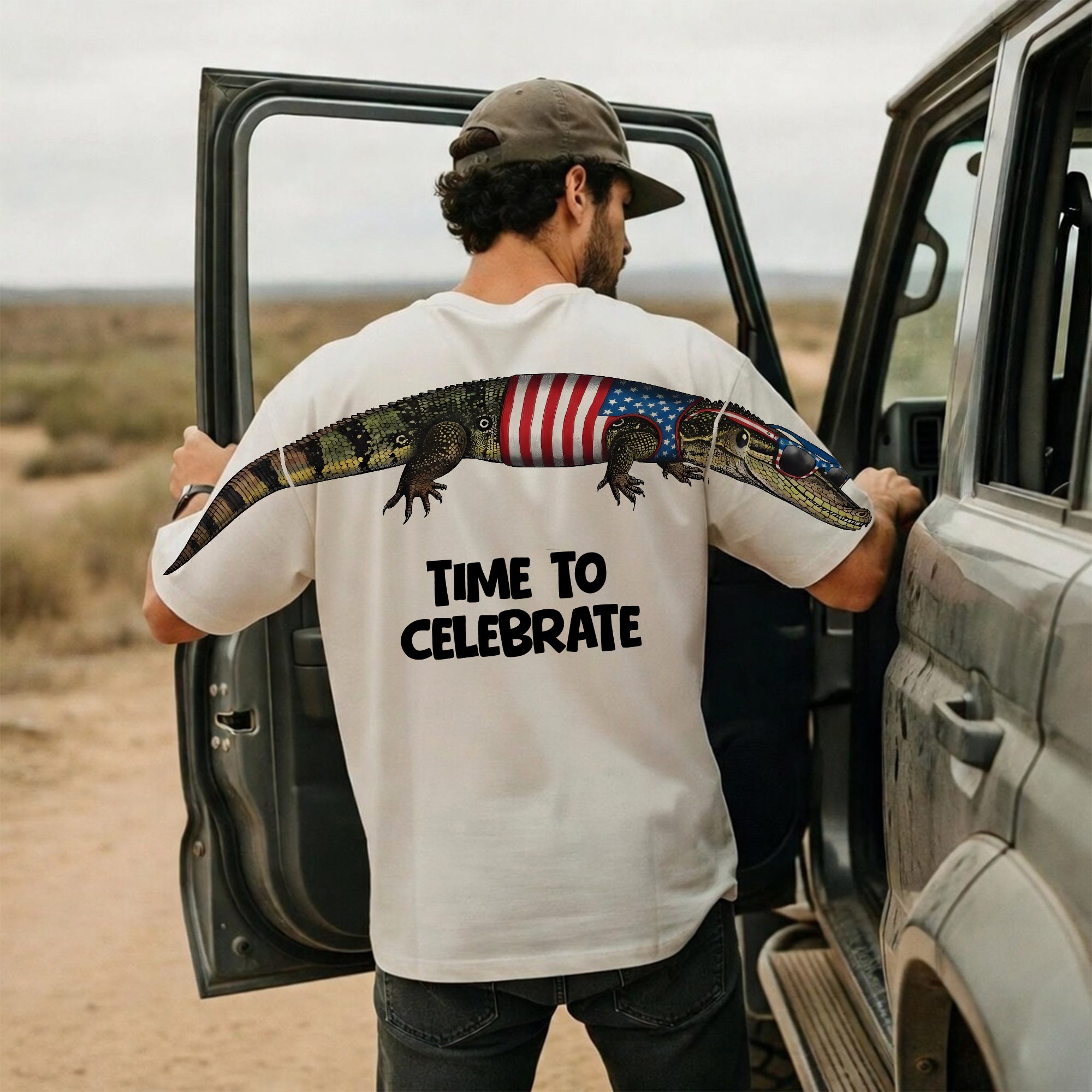 Patriotic Alligator Time To Celebrate 4th of July America 250th Apparel T-Shirt-Sweatshirt-Hoodie