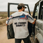 Funny USA Shark No Fishing Today 4th of July America 250th Apparel T-Shirt-Sweatshirt-Hoodie