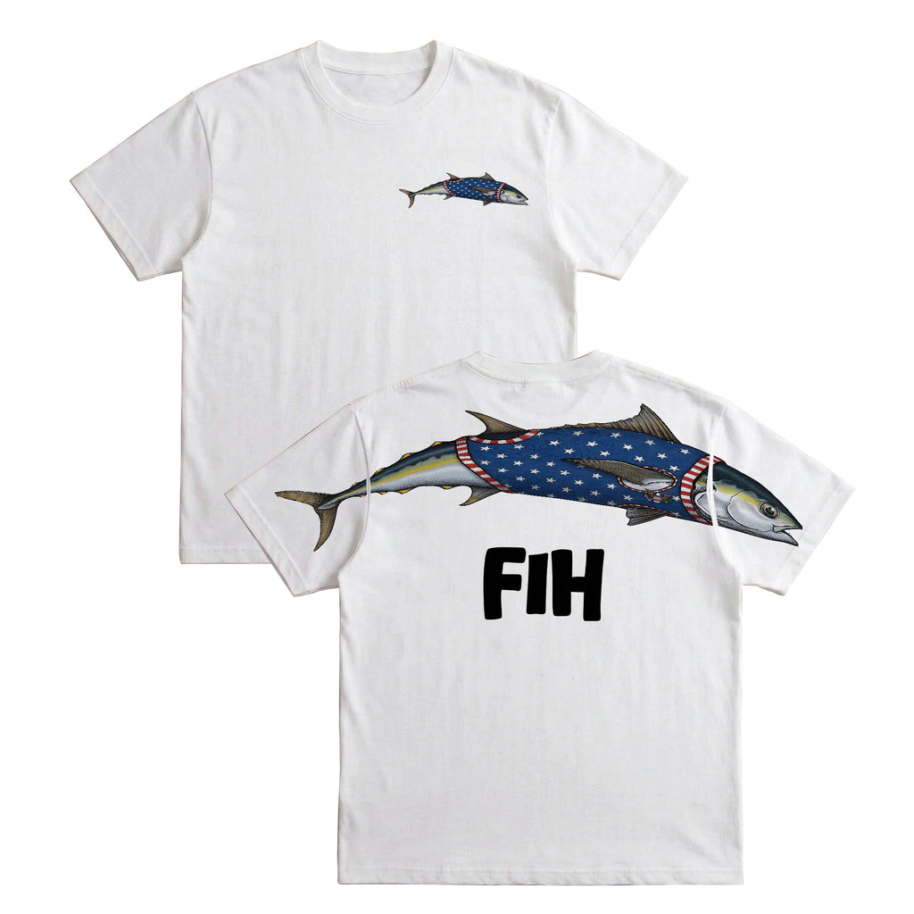 American Flag Fish FIH Patriotic 4th of July America 250th Apparel T-Shirt-Sweatshirt-Hoodie
