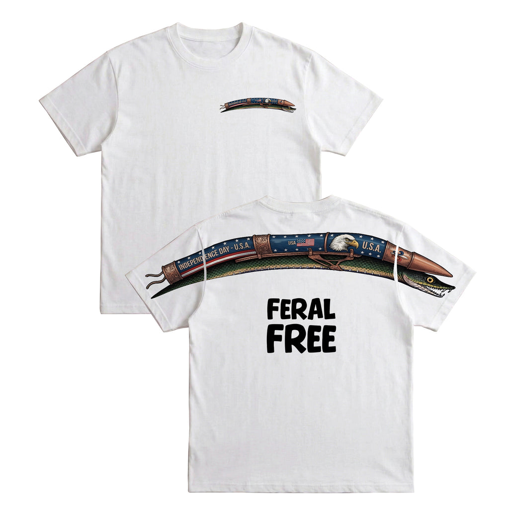 Patriotic Snake Feral Free 4th of July America 250th Apparel T-Shirt-Sweatshirt-Hoodie