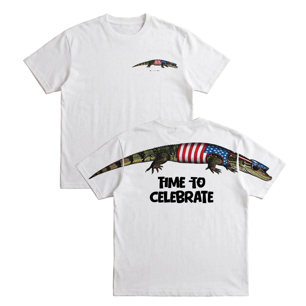 Patriotic Alligator Time To Celebrate 4th of July America 250th Apparel T-Shirt-Sweatshirt-Hoodie