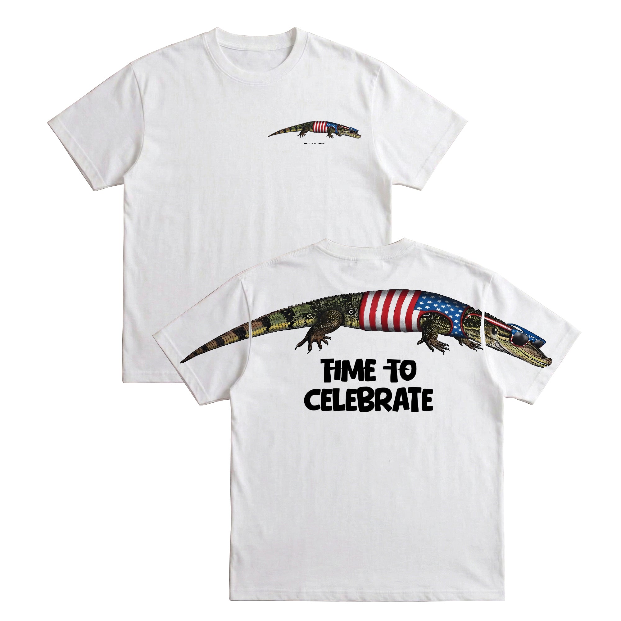 Patriotic Alligator Time To Celebrate 4th of July America 250th Apparel T-Shirt-Sweatshirt-Hoodie