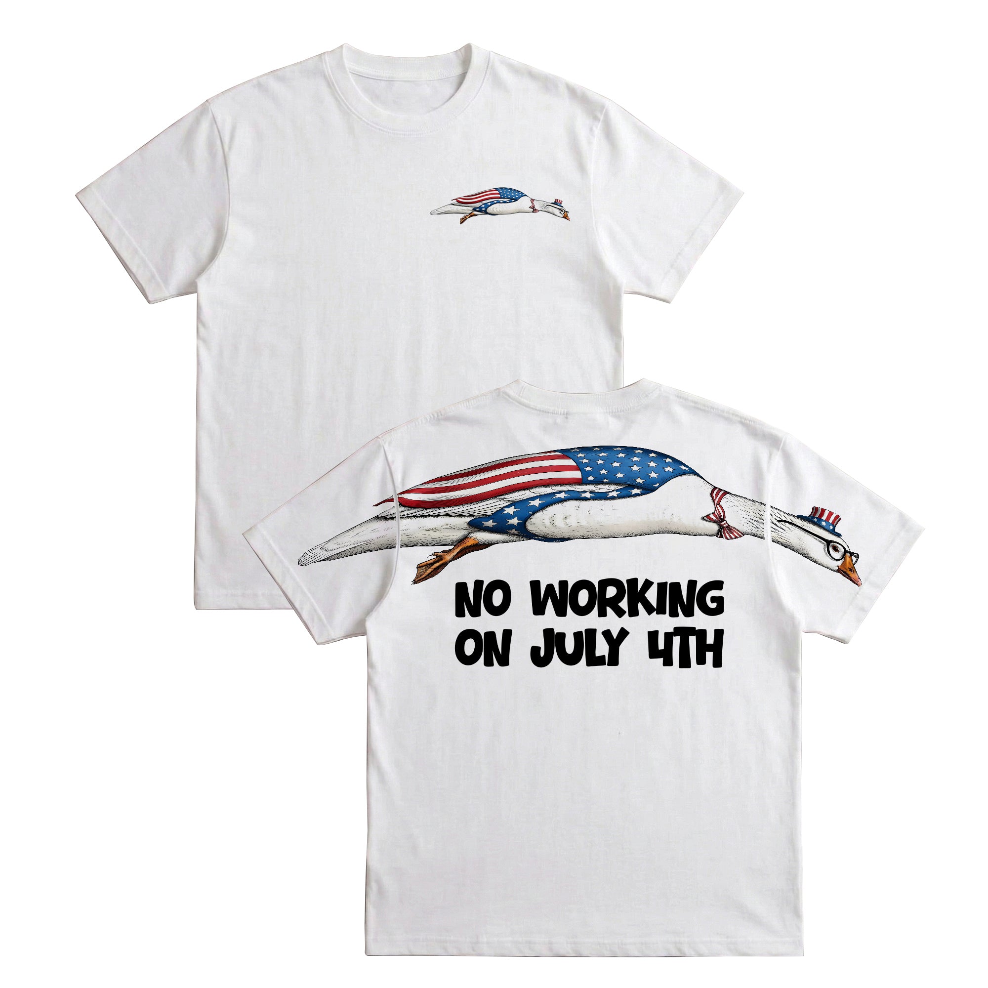 Funny American Duck Patriotic 4th of July 250th Flag Apparel T-Shirt-Sweatshirt-Hoodie